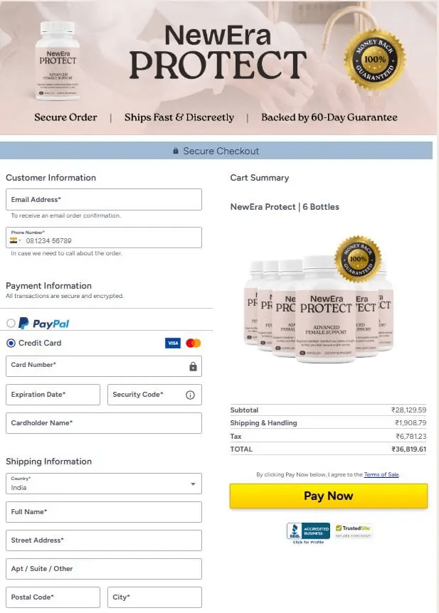 NewEra Protect checkout page